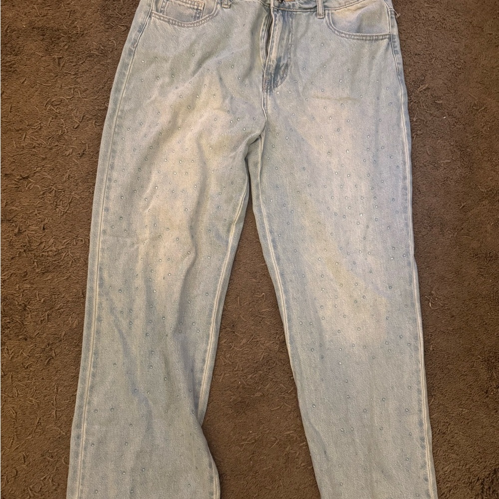 Light Blue rhinestone jeans 13/31